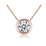 Veile Studios Solitaire Cubic Zirconia Bezel Necklace Rose Gold Necklaces & Pendants