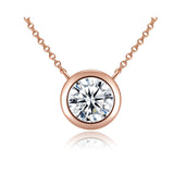 Veile Studios Solitaire Cubic Zirconia Bezel Necklace Rose Gold Necklaces & Pendants