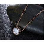 Veile Studios Solitaire Cubic Zirconia Bezel Necklace Rose Gold Necklaces & Pendants