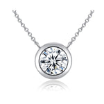 Veile Studios Solitaire Cubic Zirconia Bezel Necklace White Gold Necklaces & Pendants