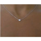 Veile Studios Solitaire Cubic Zirconia Bezel Necklace White Gold Necklaces & Pendants