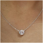 Veile Studios Solitaire Cubic Zirconia Bezel Necklace White Gold Necklaces & Pendants