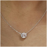 Veile Studios Solitaire Cubic Zirconia Bezel Necklace White Gold Necklaces & Pendants