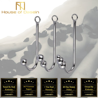 Stainless Steel  Anal Hook With Balls O Ring Butt Plug Anal Balls & Beads