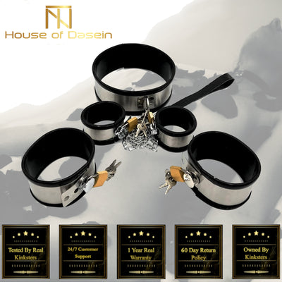 Stainless Steel Locking Wrist Ankle Cuffs Collar  Fetish Kit Cuffs & Shackles