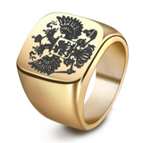 Veile Studios Steel Soldier Double Headed Eagle Men Fashion Jewelry Coat Of Arms The Russian Signet Ring Rings