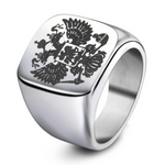 Veile Studios Steel Soldier Double Headed Eagle Men Fashion Jewelry Coat Of Arms The Russian Signet Ring Rings
