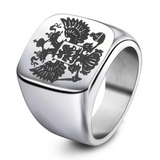 Veile Studios Steel Soldier Double Headed Eagle Men Fashion Jewelry Coat Of Arms The Russian Signet Ring Rings