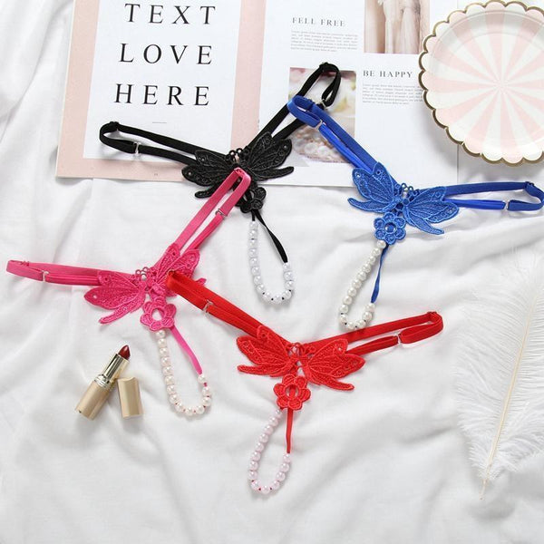 Pearl G String Crotchless Lace Panties Erotic Panties