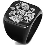 Veile Studios Steel Soldier Double Headed Eagle Men Fashion Jewelry Coat Of Arms The Russian Signet Ring Rings