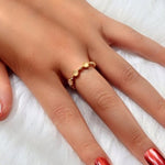 Veile Studios Stylish Gold Round Agate Stone Ring 1Pc Rings
