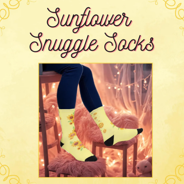 Cheerful Happy Sunflower Socks | Cute Kawaii Floral Women Cottagecore Cozy Aesthetic Nature Lover Gift Womens Socks