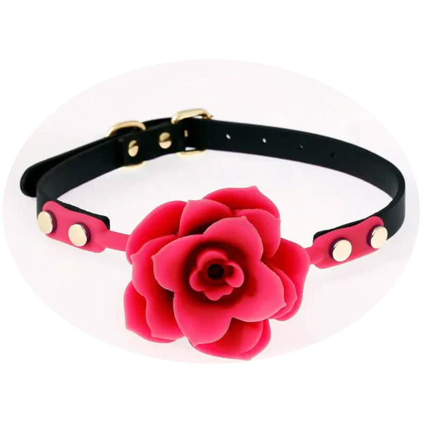 Silicone Rose Ball Gag With Adjustable Pu Leather Strap Playful Adult Novelty(Pink) Gags
