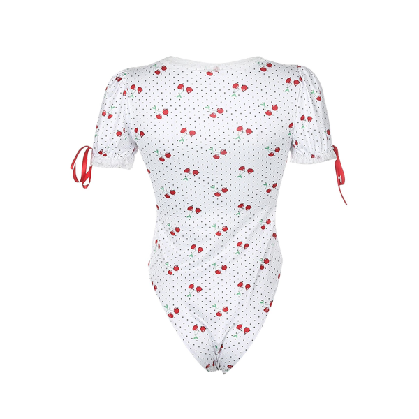 Sweet Cherry High Waist Ruffles One Piece Bodysuit Bodies & Catsuits