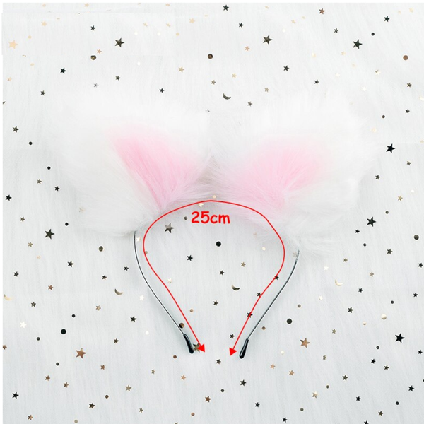 Sweet Pastel White Faux Fur Fox Cat Puppy Ears Headband  Cosplay Women's Costumes