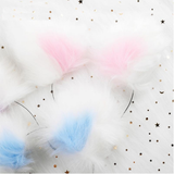 Sweet Pastel White Faux Fur Fox Cat Puppy Ears Headband Bdsm Cosplay
