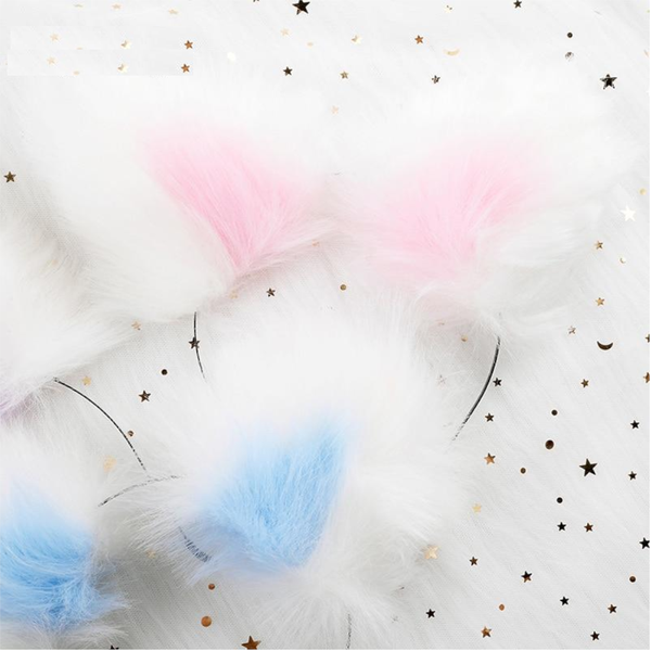 Sweet Pastel White Faux Fur Fox Cat Puppy Ears Headband  Cosplay Women's Costumes