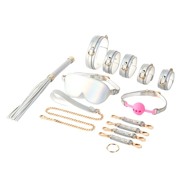Leather  Kit  Set Handcuffs Whip Gag Eye Mask Toys Couples Restraint Kits & Sets