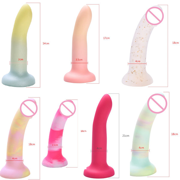 Cute Jelly Silicone Soft Dildo Female G Spot Masturbator Anal Butt Plug Adult Sex Toys Suction Cup For Women Beginner Non Vibrating Butt Plugs