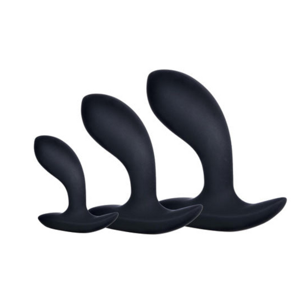 Kick Up Anal Trainer Set Black Butt Plugs Of 3 Sizes Non Vibrating Butt Plugs