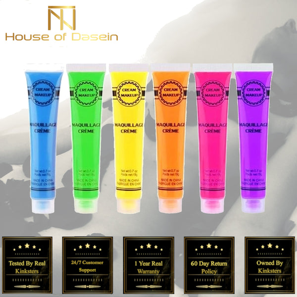 Uv Blacklight Reactive Face Body Glow Paint 6 Pack Kink  Fetish Sensation Play