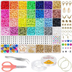 Veile Studios 28 Colors 6380Pcs 6Mm Flat Round Heishi Polymer Clay Jewelry Making Kit Bead Smiley Face Beads Set Craft Beads