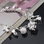 Veile Studios Women's Creative Fashion Thirteen Hanging Pieces Personalized Bracelet Silver Charms & Charm Bracelets