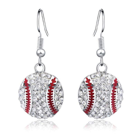 Earrings Veile Studios Women Shiny Crystal Rhinestone Baseball Dangle