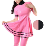 House Of Dasein Women Latex Rubber Solid Colour Dress Back Zip Custom Handmade Clothing Women's Costumes