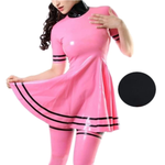 House Of Dasein Women Latex Rubber Solid Colour Dress Back Zip Custom Handmade Clothing Women's Costumes