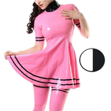 House Of Dasein Women Latex Rubber Solid Colour Dress Back Zip Custom Handmade Clothing Women's Costumes