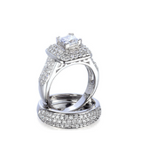 Veile Studios Women Wedding Engagement Bridal Set Rings Princess Cut Cubic Zirconia Engagement/Wedding Ring Sets