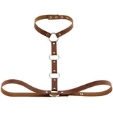 Y Choker Faux Leather Chest Harness Women Body Fetish Clothing