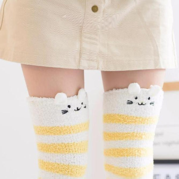 Yellow Cat Thigh Highs Socks