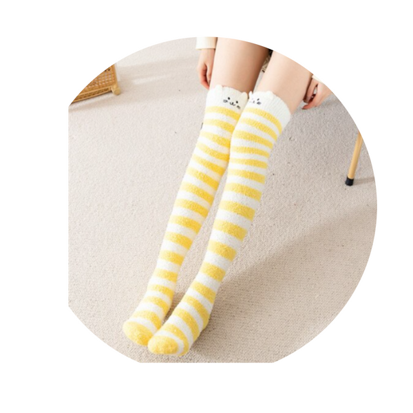 Yellow Cat Thigh Highs Socks