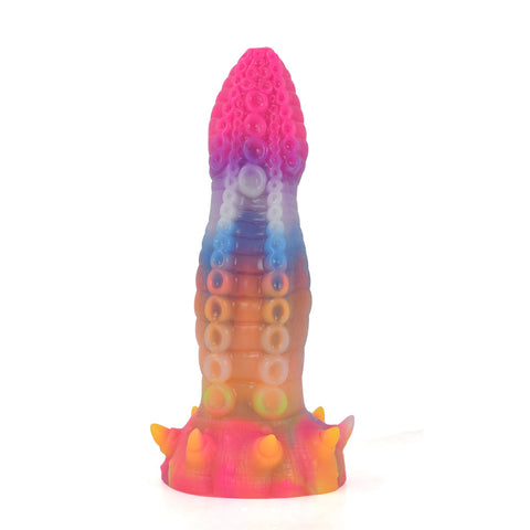 Fantasy Dildos Monster Fantasy Dildo Silicone Realistic Rainbow Colour Anal Plug Flexible