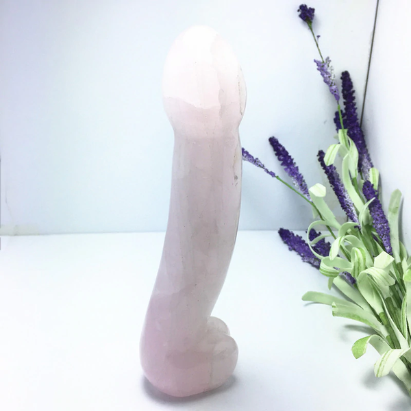 Natural Rose Quartz Yoni Wand Dildo Women Masturbation Massager Realistic Dildos