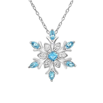 Veile Studios Zircon Blue White Christmas Snowflake Pendant Long Chain Necklace Necklaces & Pendants