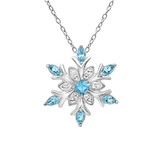 Veile Studios Zircon Blue White Christmas Snowflake Pendant Long Chain Necklace Necklaces & Pendants