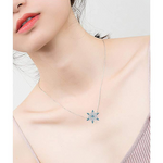 Veile Studios Zircon Blue White Christmas Snowflake Pendant Long Chain Necklace Necklaces & Pendants
